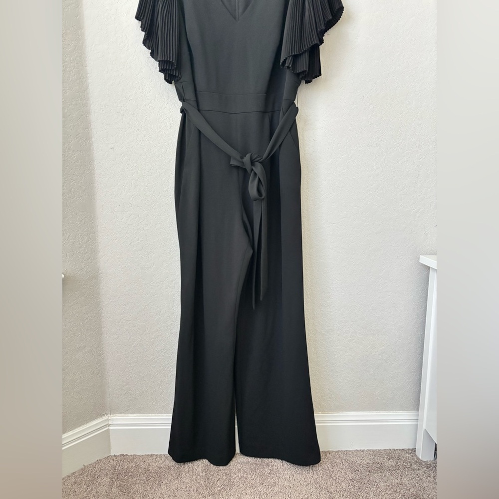 Eliza J Black Pleated Flutter-Sleeve Jumpsuit size 14W - Picture 7 of 9